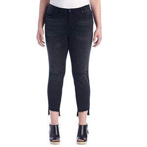 Ruff Hewn GREY Light Black Plus Size Destructed Jeans 20W